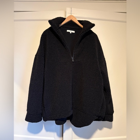 Tibi Black Cozy Fleece Anorak Zip Up Oversized Pullover - Picture 3 of 6